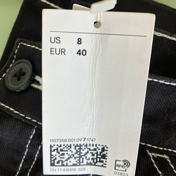 H&M 90s Baggy Cargo Jeans Black NWT Size 8 - Picture 7 of 8